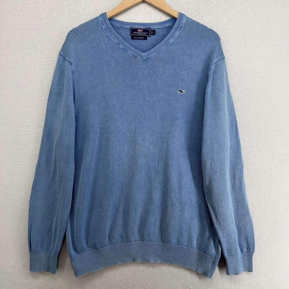VINEYARD VINES Sweater Mens L Cashmere Blend V-Neck Pullover Blue